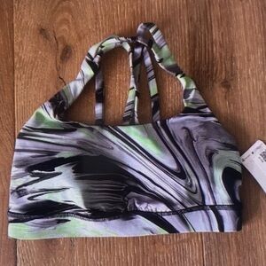 Marble-Print Strappy Bodysuit Top - Green & Black